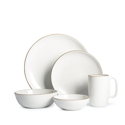 Opaque White 5-Piece Dinnerware Set