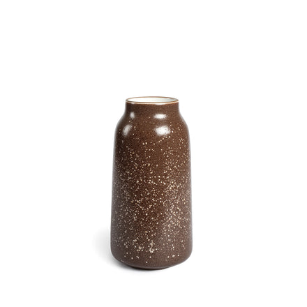 Tall Vase in Matte Brown and Opaque White