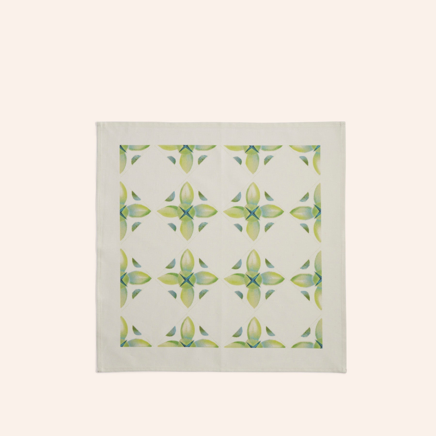 Stencil and Spray Painted Linen Napkin in Avocado