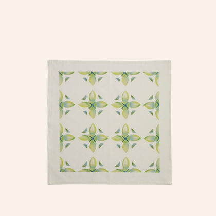 Stencil and Spray Painted Linen Napkin in Avocado