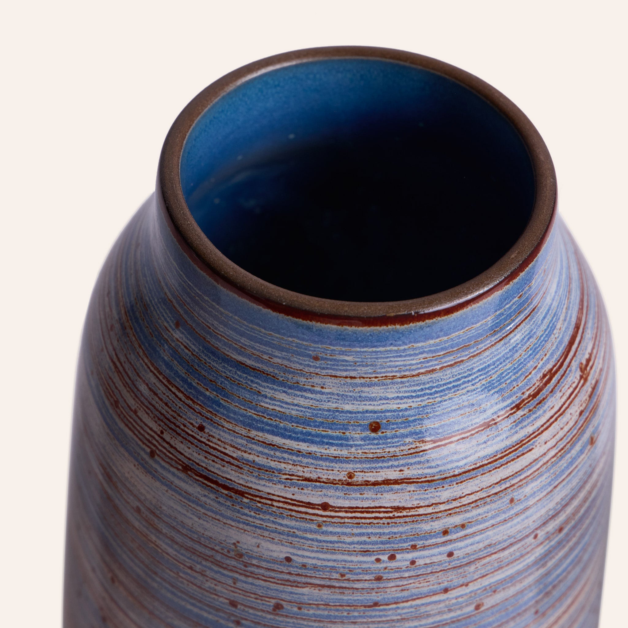 Tall Vase in Wire-Combed Opal Pacific / Buckwheat / Brick