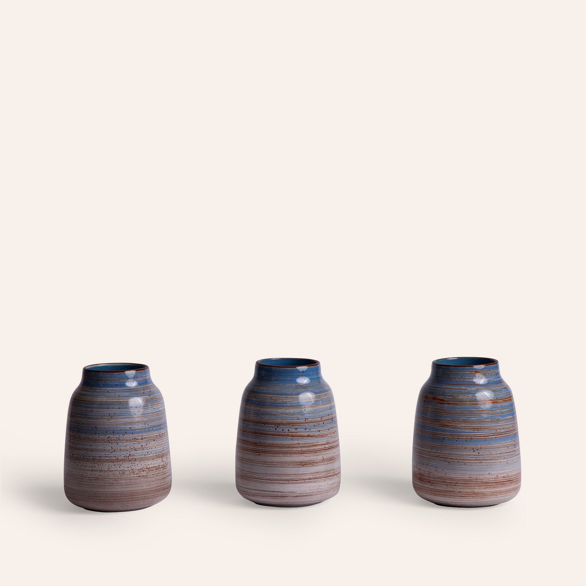 Wide Vase in Wire-Combed Opal Pacific / Buckwheat / Brick