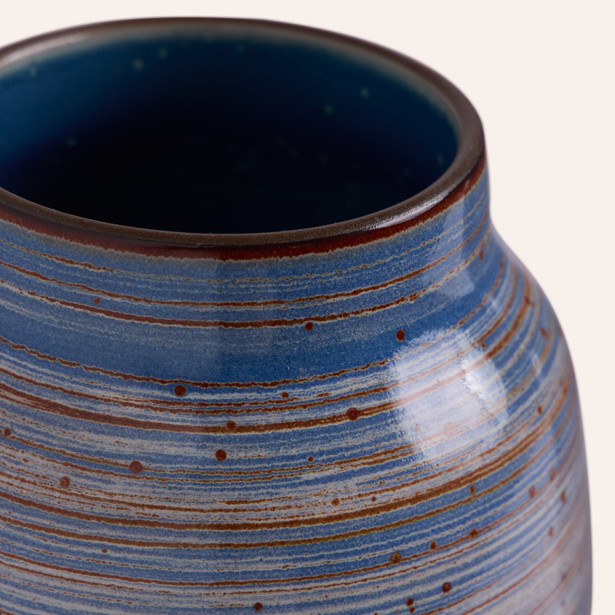 Wide Vase in Wire-Combed Opal Pacific / Buckwheat / Brick