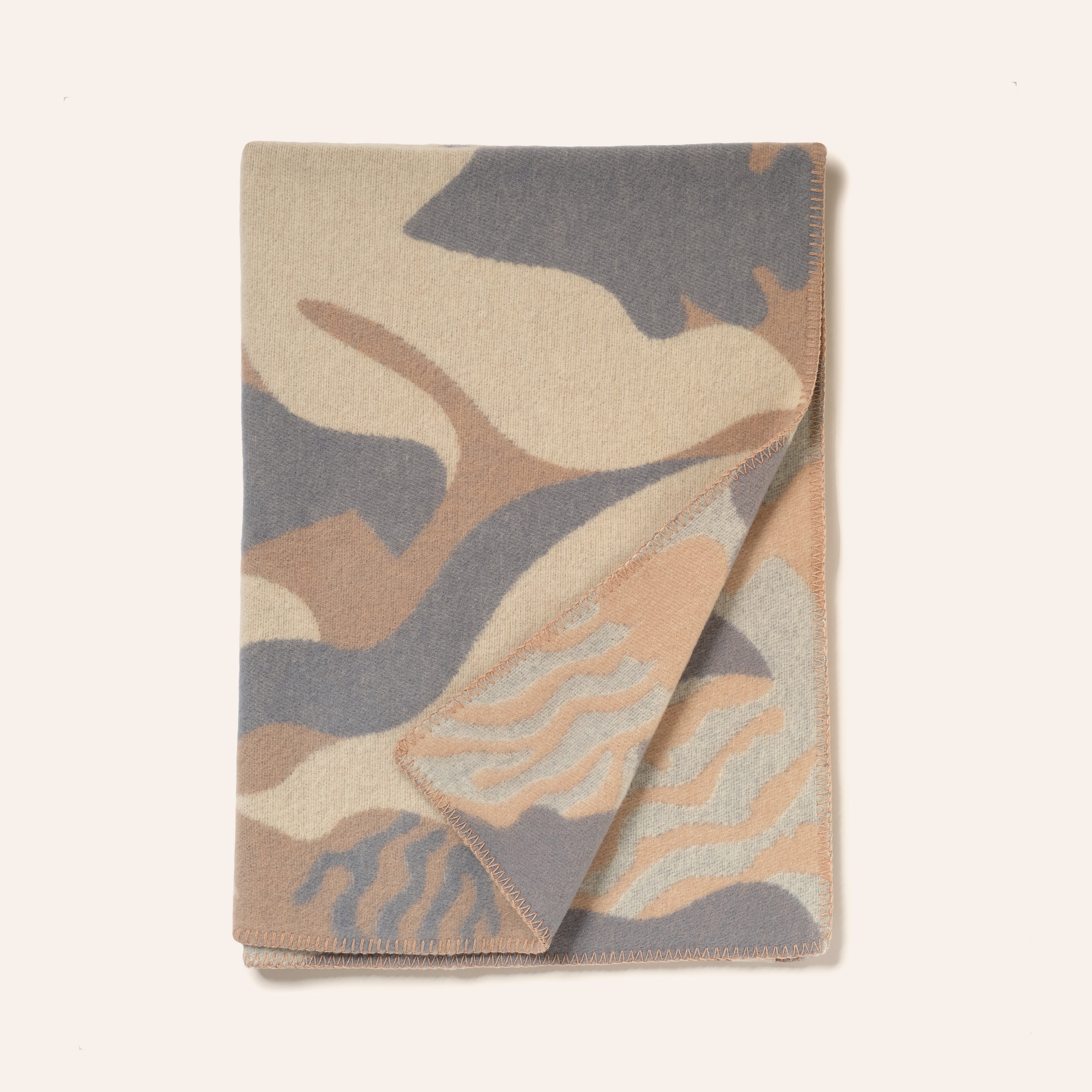 Bird and Fish Mini Throw in Grey/Beige
