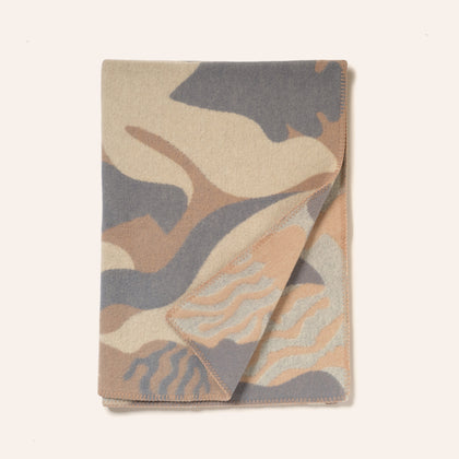 Bird and Fish Mini Throw in Grey/Beige