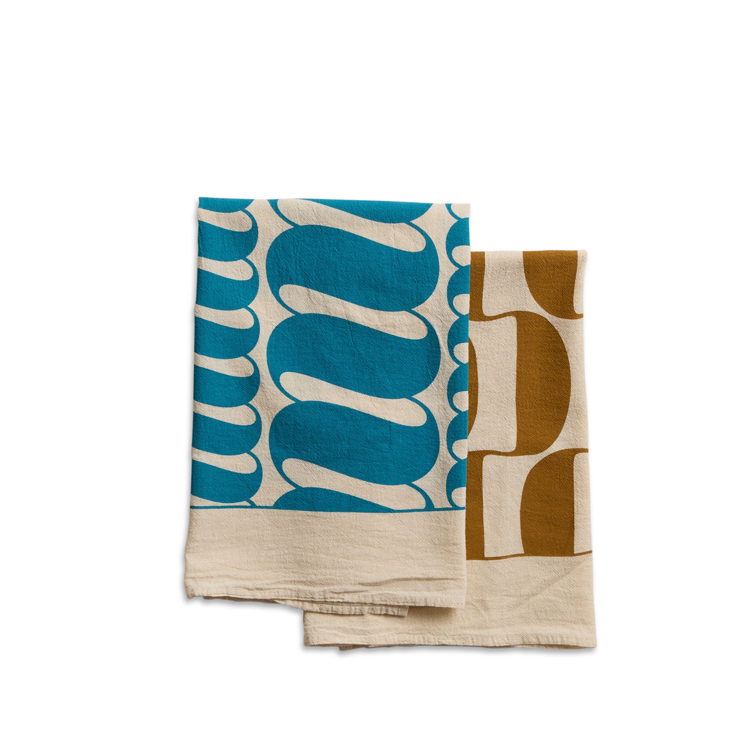 Tea Towels in Turmeric and Cerulean (Set of 2) Zoom Image 1