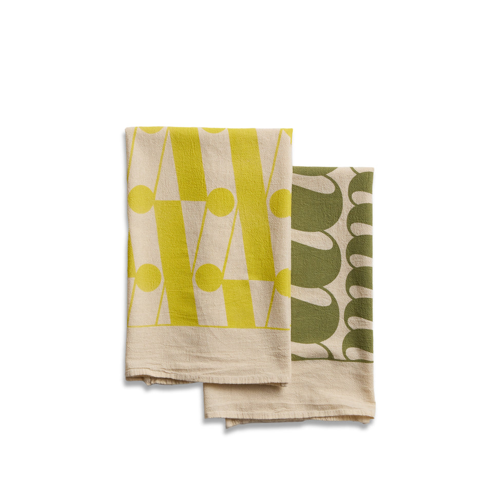 Tea Towels in Pesto and Lemongrass (Set of 2) Image 1