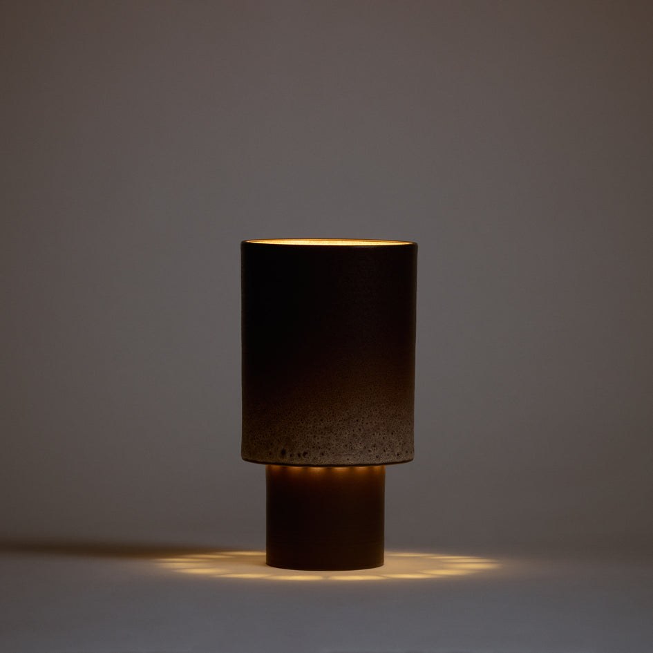 Stack Table Lamp Small in Vanilla Bean and Matte Brown Image 3