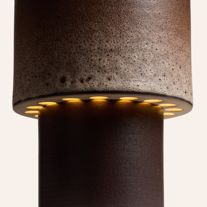 Stack Table Lamp Small in Vanilla Bean and Matte Brown