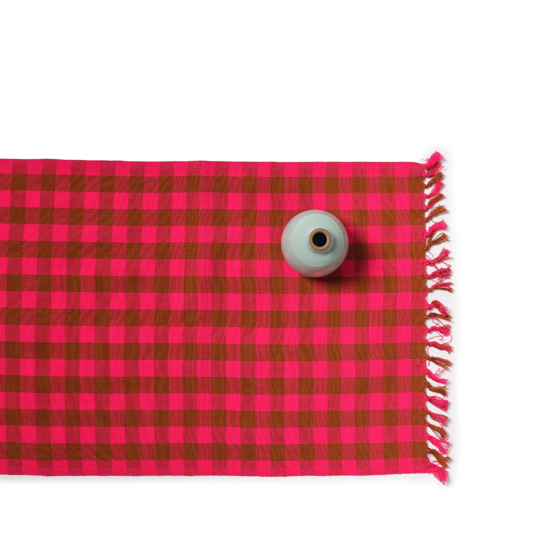 Big Gingham Table Runner in Pink Zoom Image 1