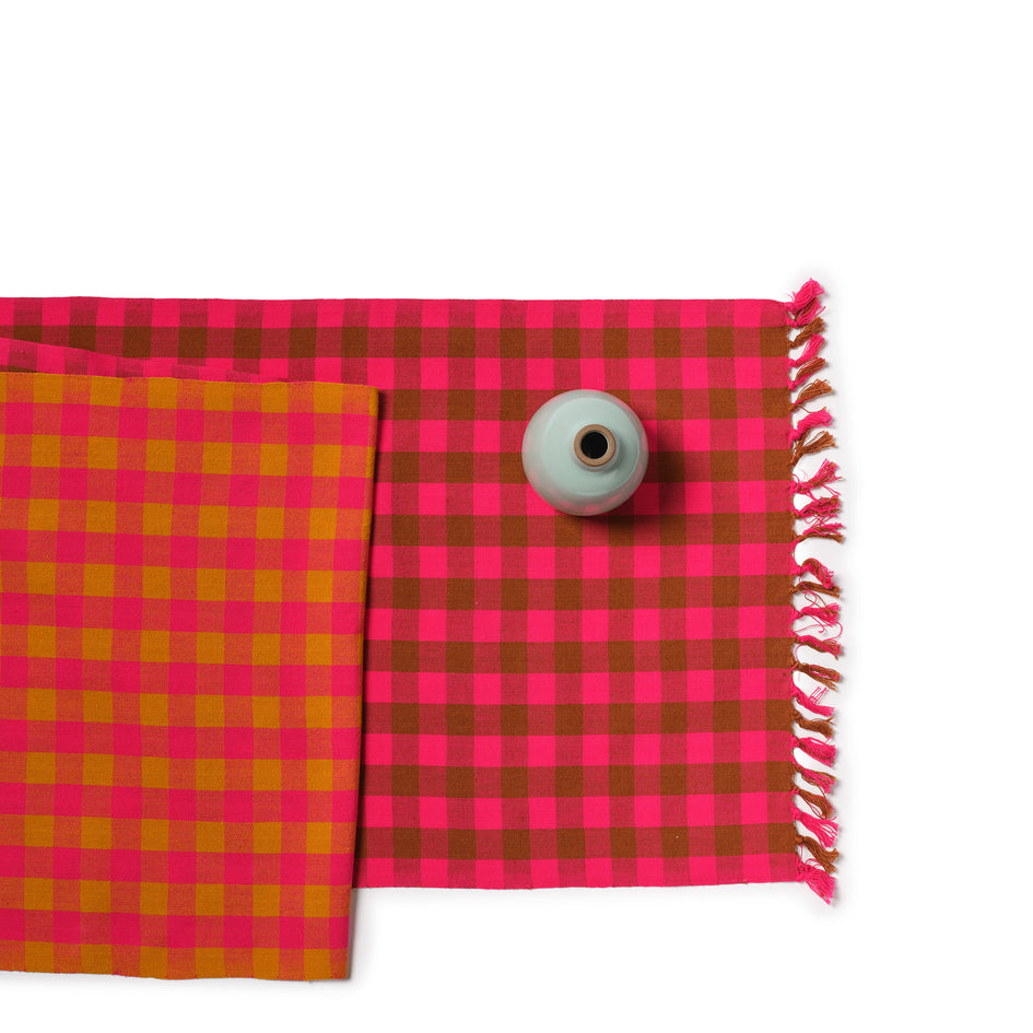 Big Gingham Table Runner in Pink Image 2