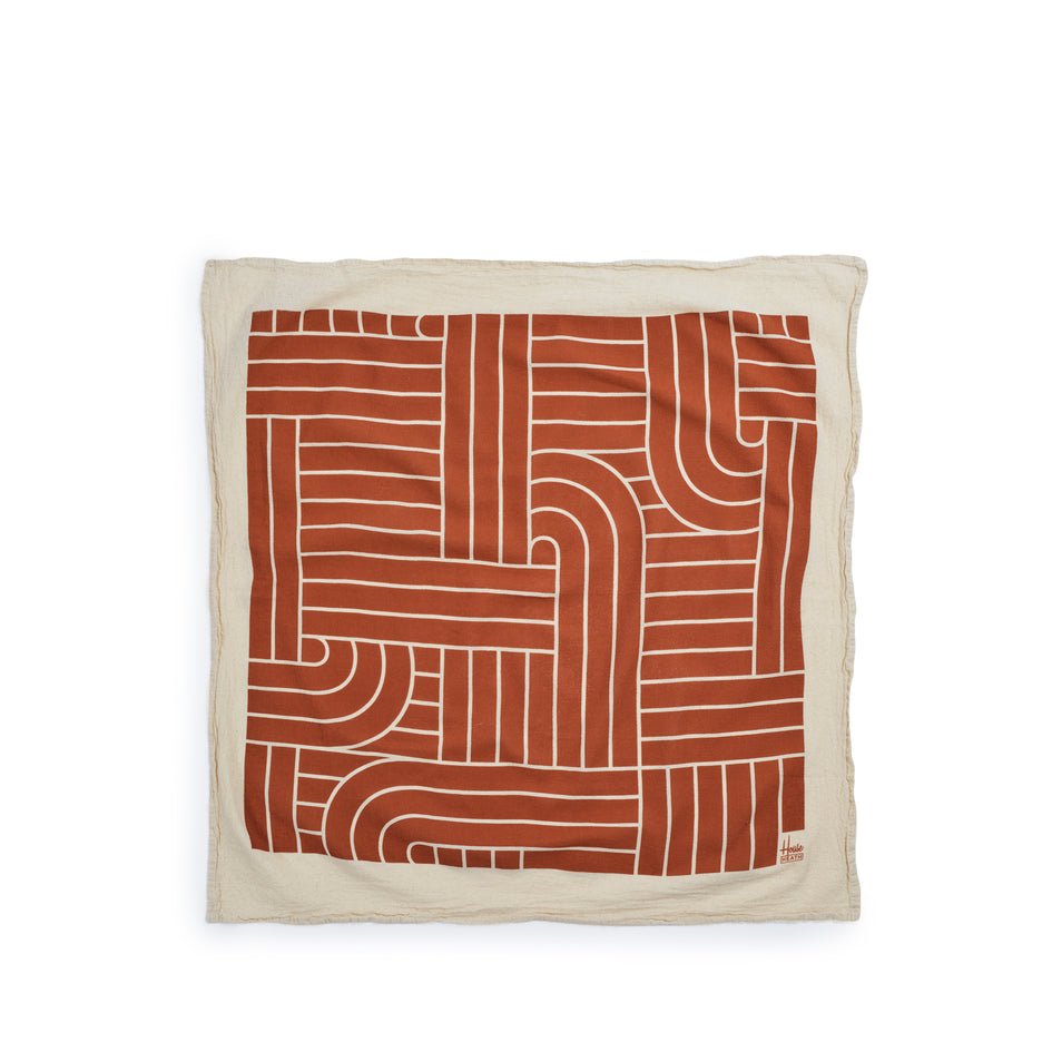 Chalet H Weave Tea Towels in Natural, Tomato, and Myrtle Green (Set of 3) Image 3