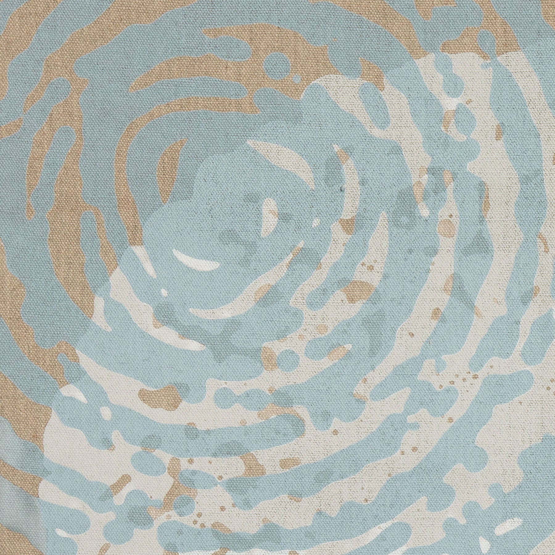 Linen Screen Print in White and Blue