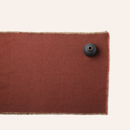 Linen Hopsack Runner in Mattone Red