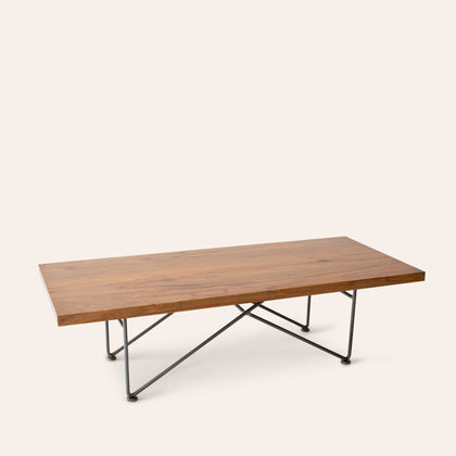 Texas Pecan Coffee Table with Natural Steel Base