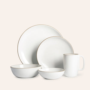 Opaque White 5-Piece Dinnerware Set