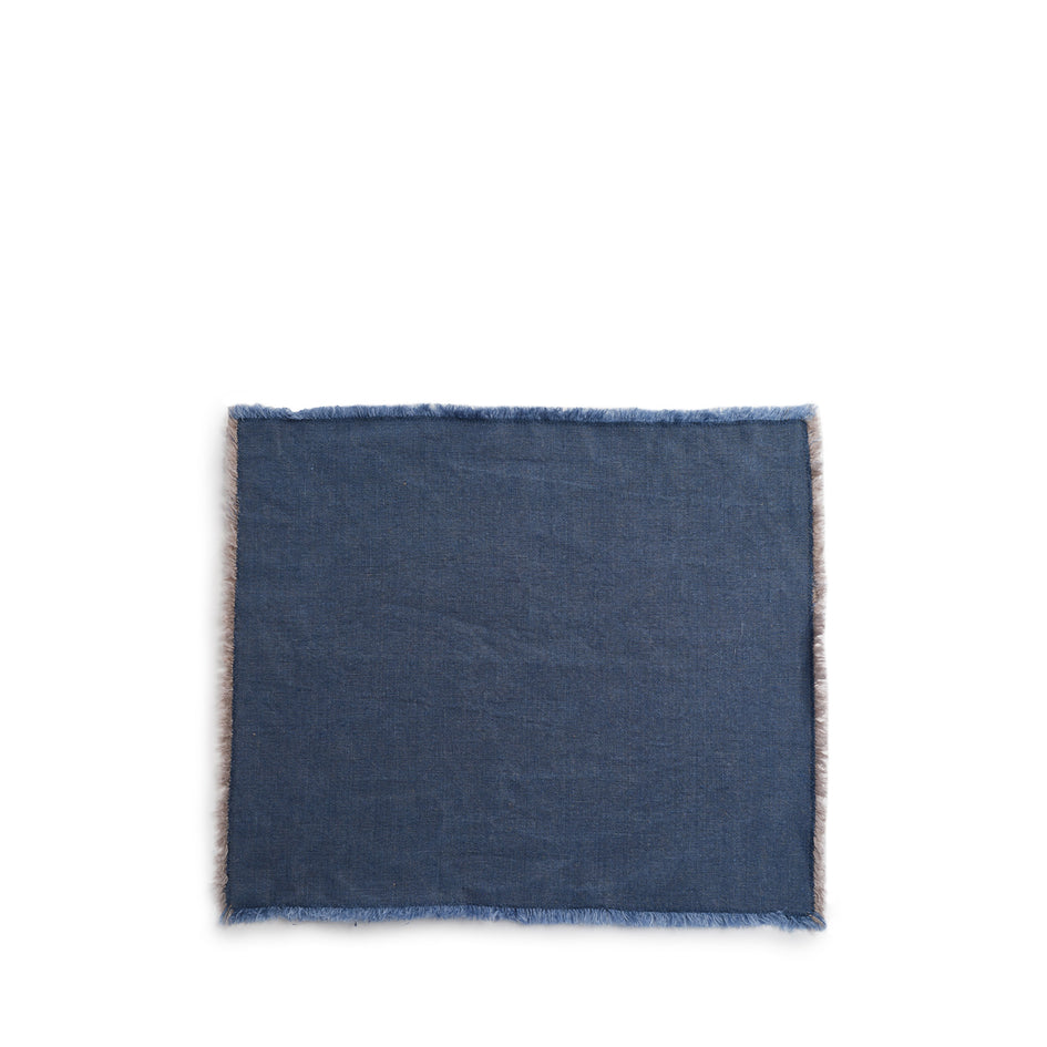 Linen Hopsack Placemat in Indigo Blue (Set of 2) Image 1