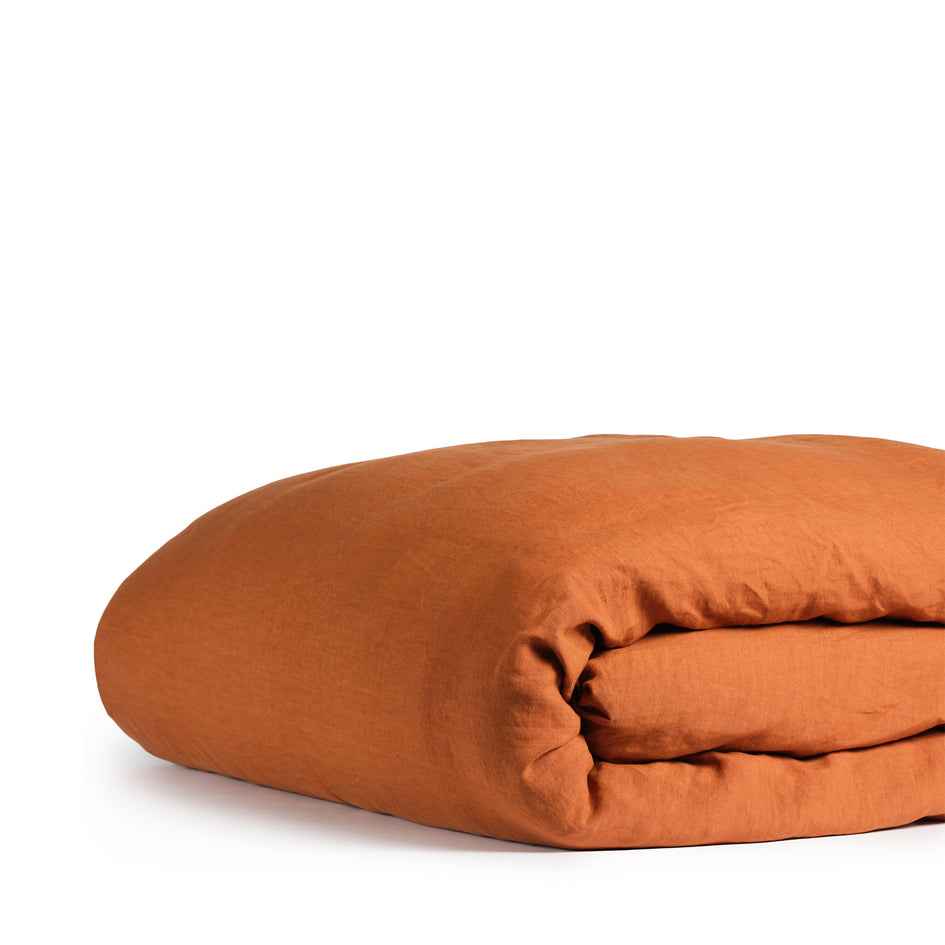Tela Linen Duvet Cover in Coccio Brown Image 2