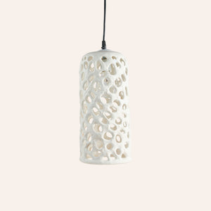 Large Cylinder Hanging Lantern in White
