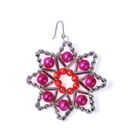 Star Ornament in Silver/Pink/Orange