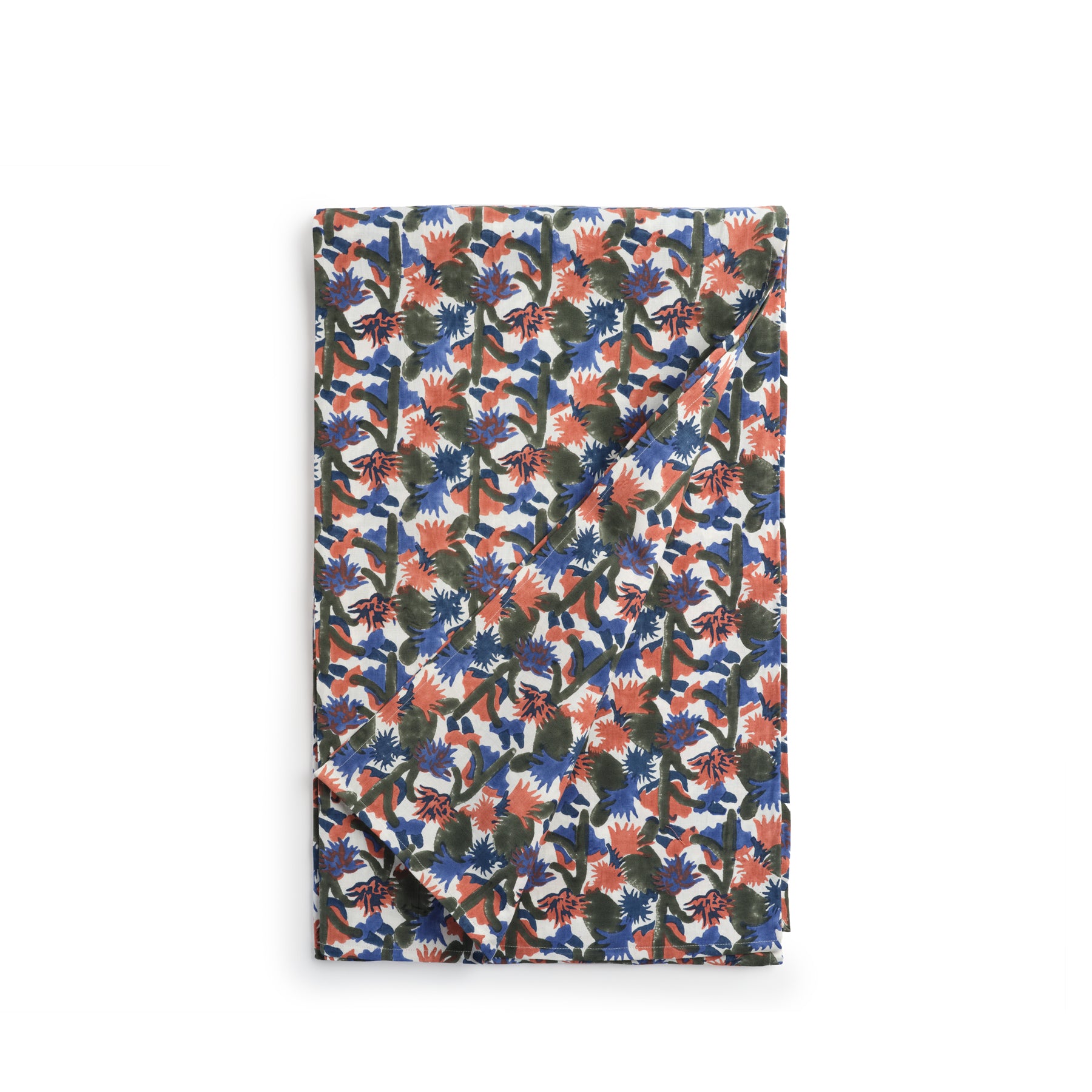 Block Print Tablecloth in Green Zoom Image 1