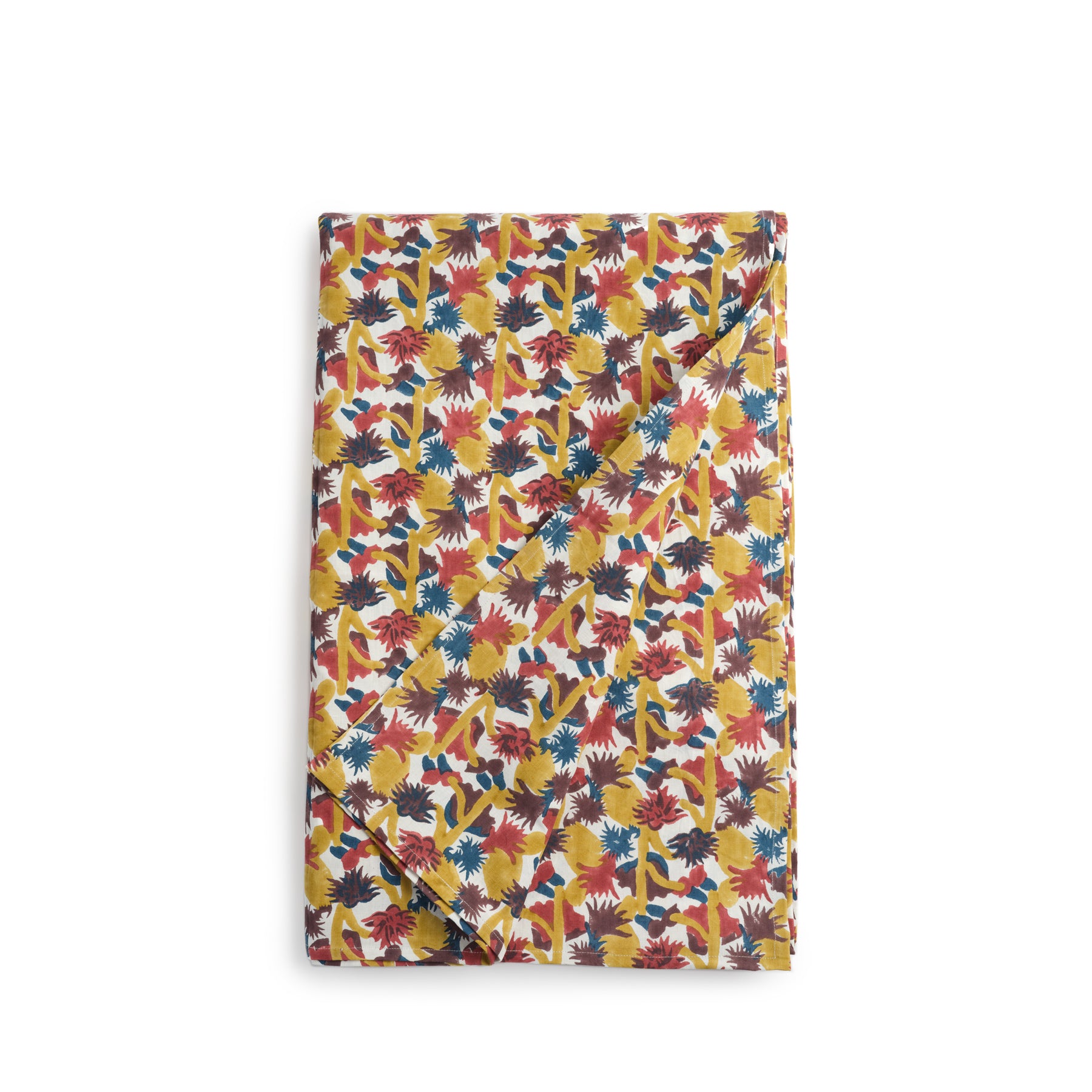 Block Print Tablecloth in Ochre Zoom Image 1