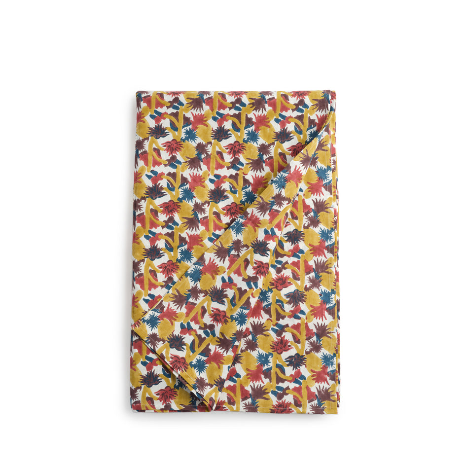 Block Print Tablecloth in Ochre Image 1