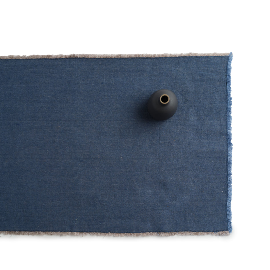 Linen Hopsack Runner in Indigo Blue Image 1