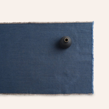 Linen Hopsack Runner in Indigo Blue