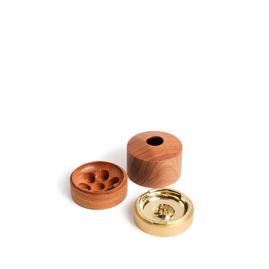 Tall Cylinder Burner in Wood/Satin Brass Image 3