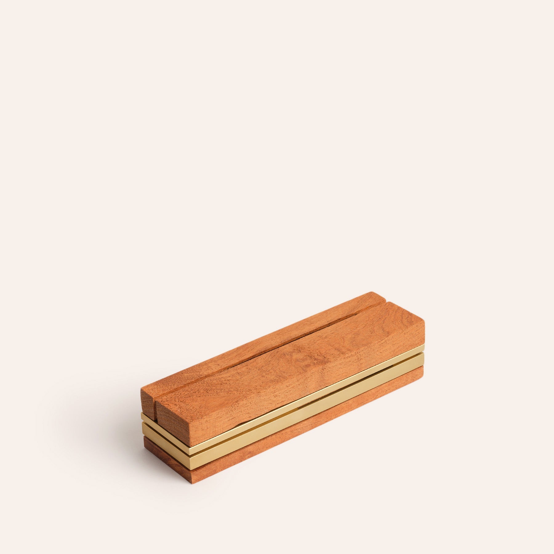 Tall Box Burner in Wood/Satin Brass
