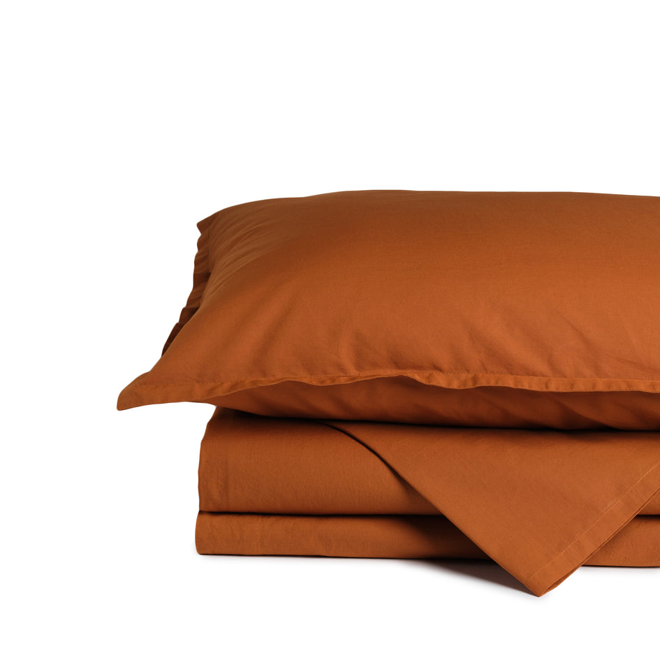 Percale Cotton Sheet Set in Coccio Brown Image 1