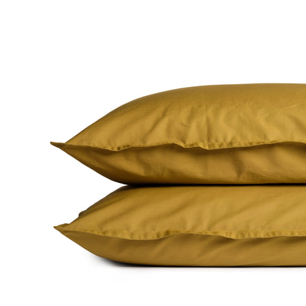 Percale Cotton Pillowcase in Citrine Green (Set of 2)