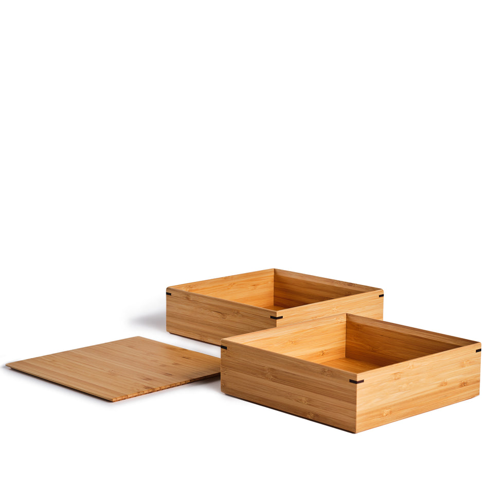 Large Two-Tiered Square Lunch Box Image 2