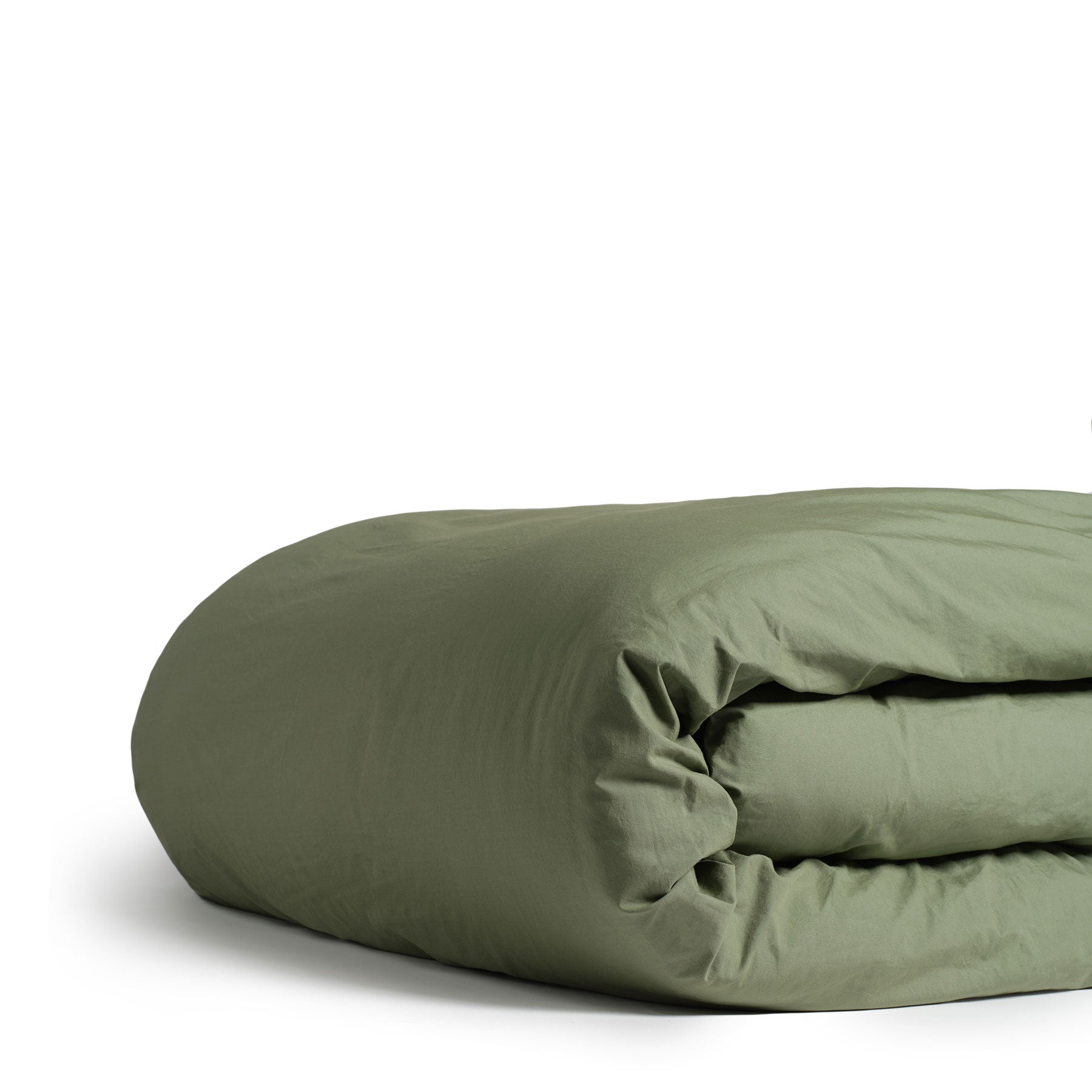 Percale Cotton Duvet Cover in Olive Buff Zoom Image 2