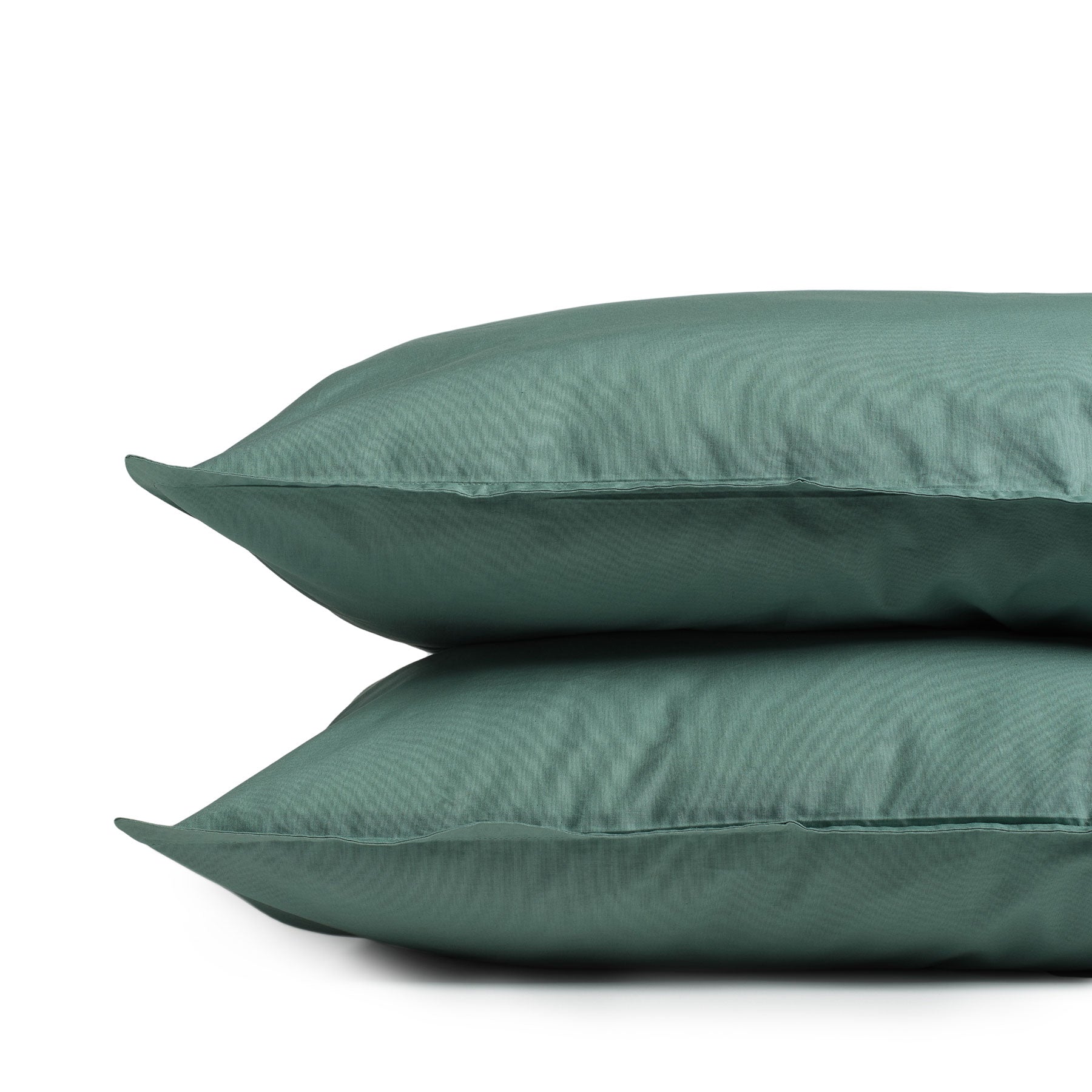 Percale Cotton Pillowcase in Jade Green (Set of 2) Zoom Image 2