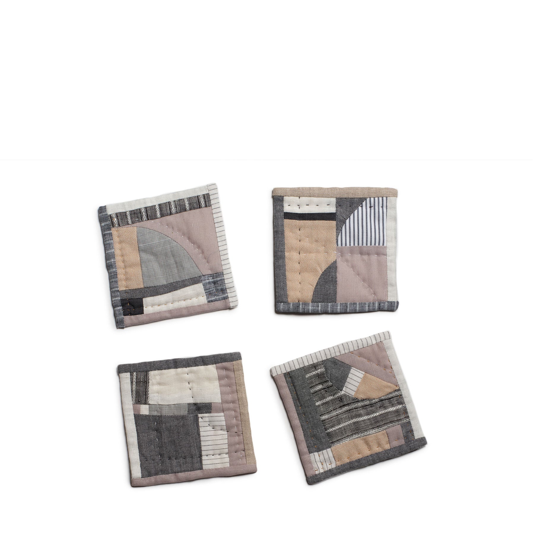 Patchwork Coaster in Gray (Set of 4) Zoom Image 1