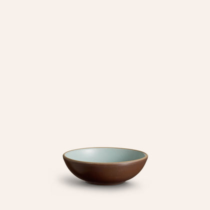 Dessert Bowl in Aqua / Chocolate Brown