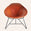 Leather Oval Chair in Red Steel