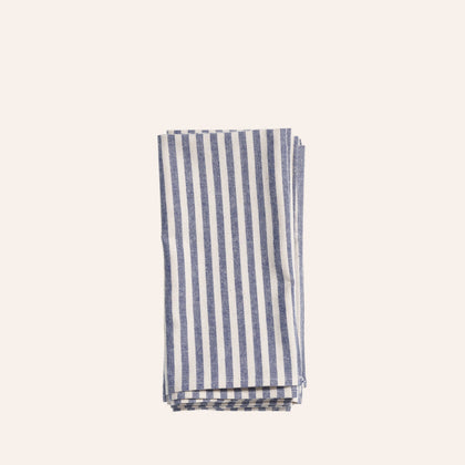 Organic Cotton Ticking Stripe Napkins (Set of 4) in Blue Striped