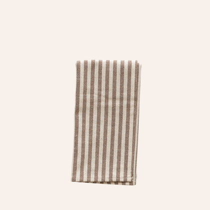 Organic Cotton Ticking Stripe Napkins (Set of 4) in Brown Cream