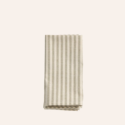 Organic Cotton Ticking Stripe Napkins (Set of 4) in Sage Cream