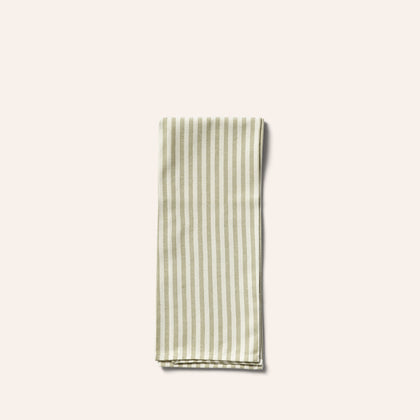 Organic Cotton Ticking Stripe Tea Towel in Sage