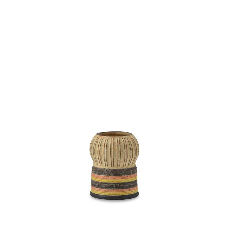 #45 Small Kokeshi Vessel with Horizontal Stripes Image 1
