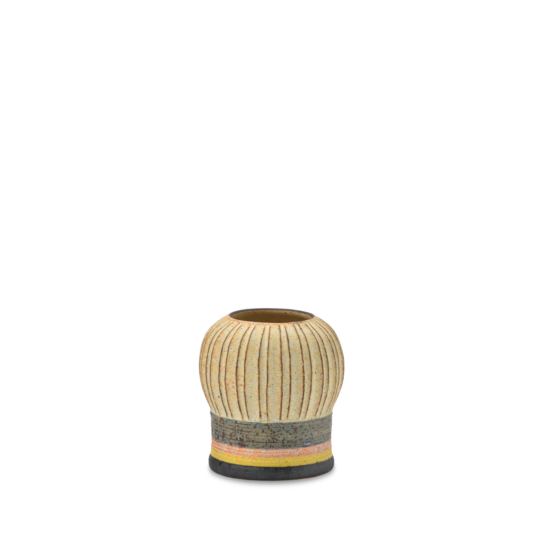 #83 Small Kokeshi Vessel with Horizontal Stripes Zoom Image 1