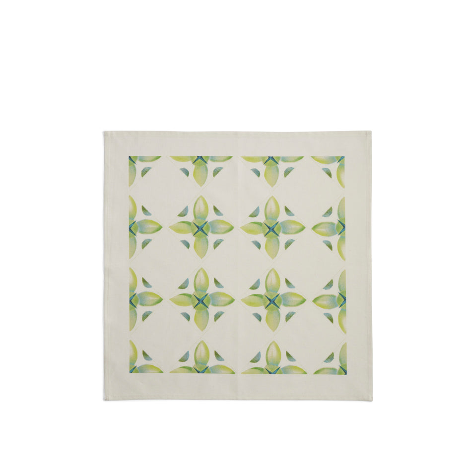 Stencil and Spray Painted Linen Napkin in Avocado Image 2