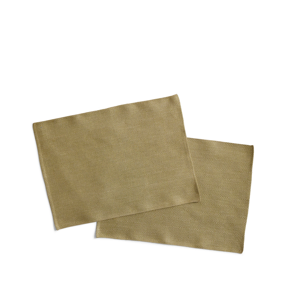 Rutig Strandrag Placemats in Olive Green/Unbleached (Set of 2) Image 1