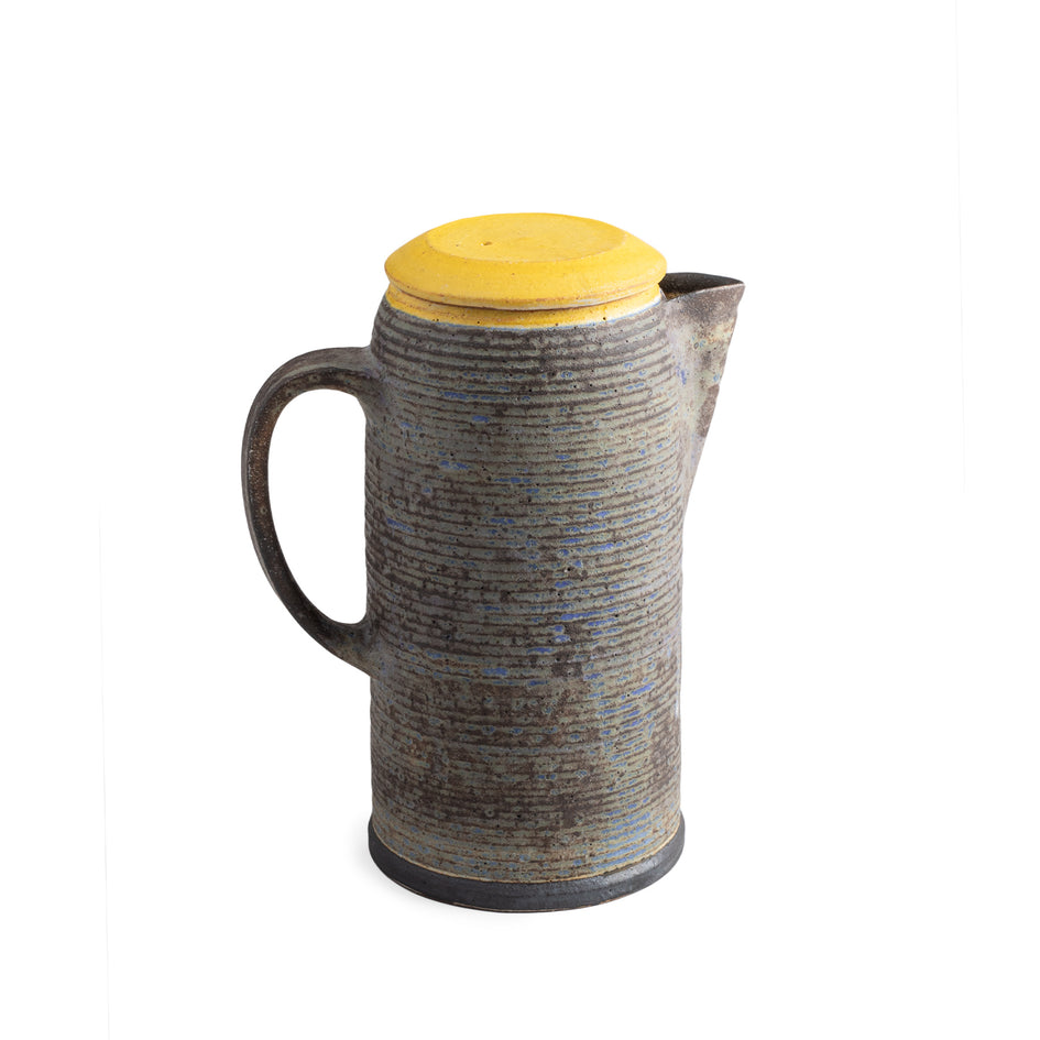 #60 Large Teapot in Indigo with Yellow Lid Image 1