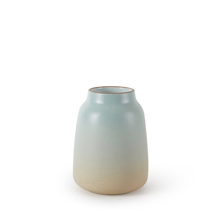 Wide Vase in Aqua and Barley