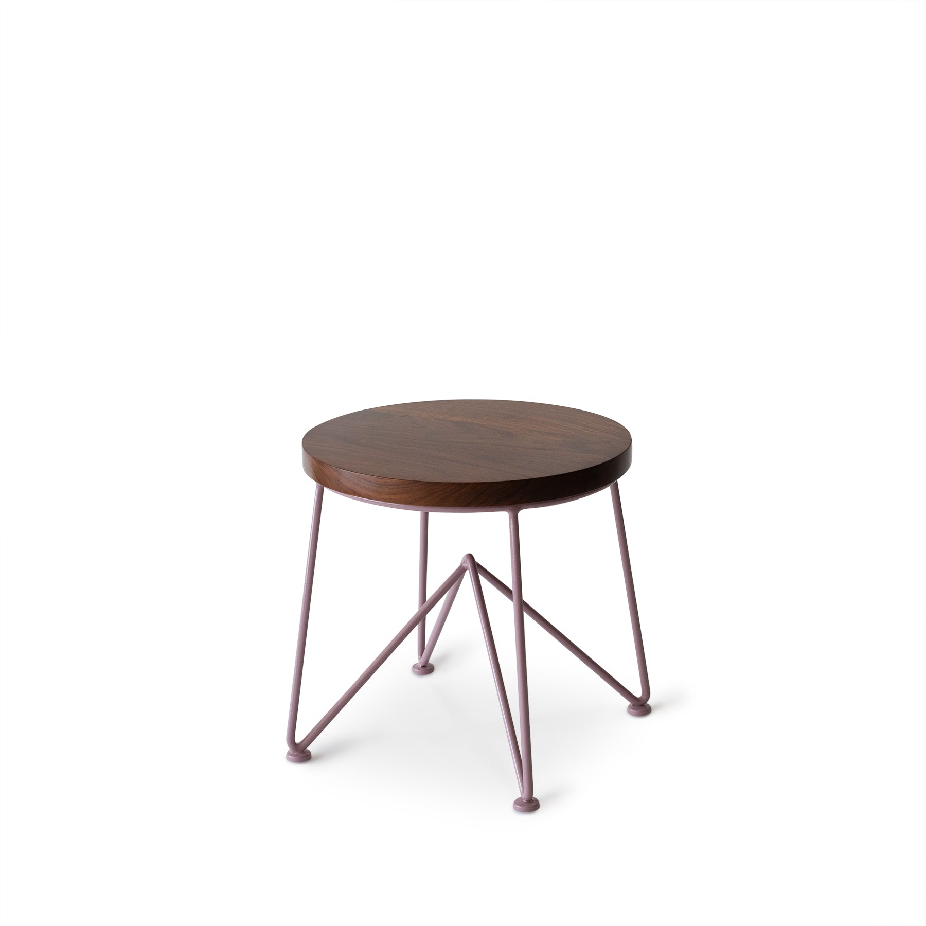 Walnut Stool with Mauve Base Zoom Image 1
